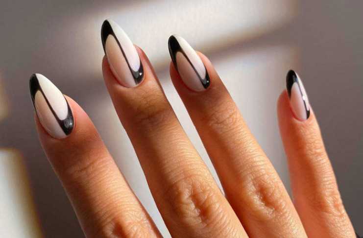 Комбинированный маникюр: сочетание молочного и черного