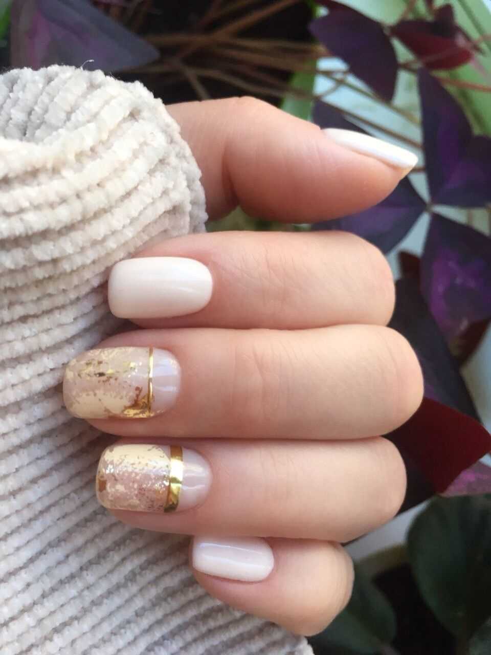 Результаты молочного маникюра с фольгой
