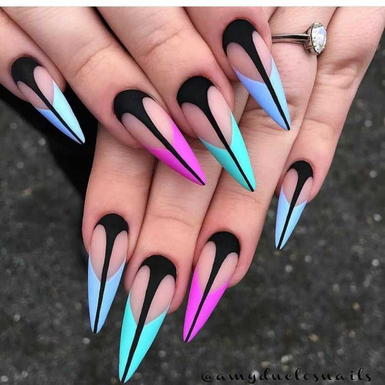 Яркие идеи маникюра на острые ногти: экспериментируй с цветом!