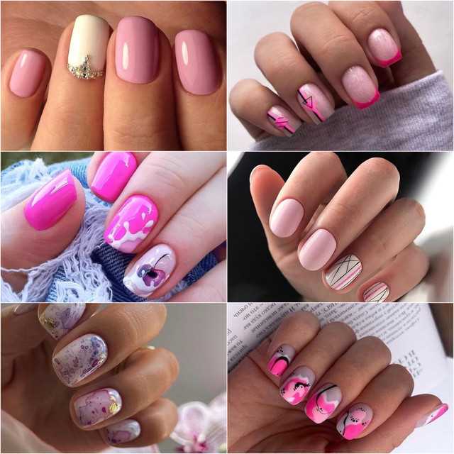 Холодный розовый маникюр